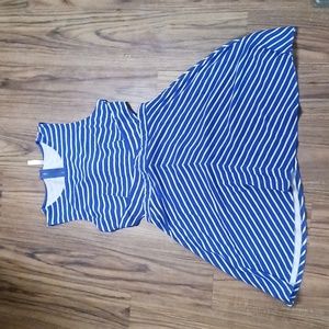 blue and white dress